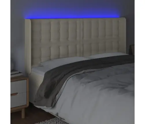 Gultas Galvgalis Ar Led, 163X16X118/128 Cm, Krēmkrāsas Vidaxl