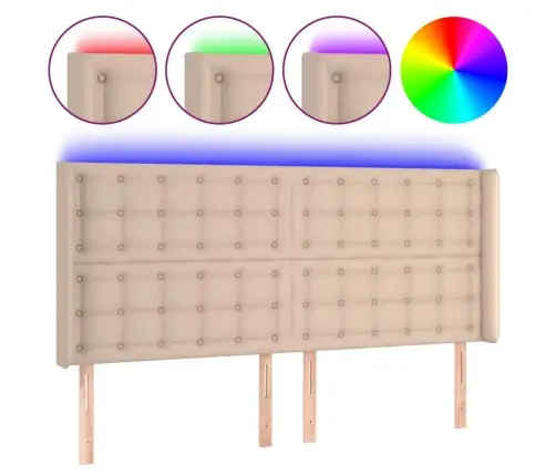 Led-Voodipeats, Cappuccino, 203X16X118/128 cm Kunstnahk Led-Voodipeats, Cappuccino, 203X16X118/128 cm Kunstnahk