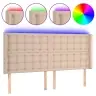 Led-Voodipeats, Cappuccino, 203X16X118/128 cm Kunstnahk Led-Voodipeats, Cappuccino, 203X16X118/128 cm Kunstnahk