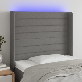 Gultas Galvgalis Ar Led, 83X16X118/128 Cm, Tumši Pelēks Audums Vidaxl