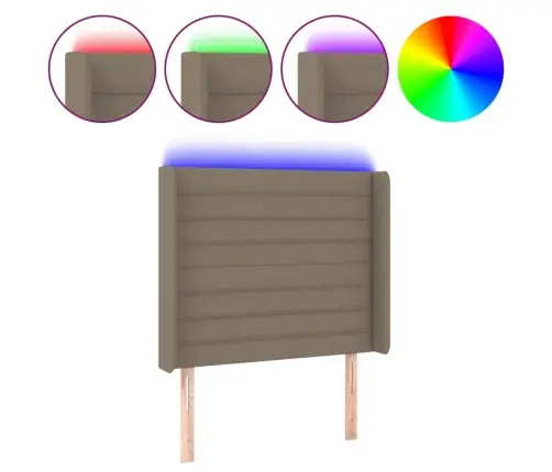 Gultas Galvgalis Ar Led, 83X16X118/128 Cm, Pelēkbrūns Audums Vidaxl