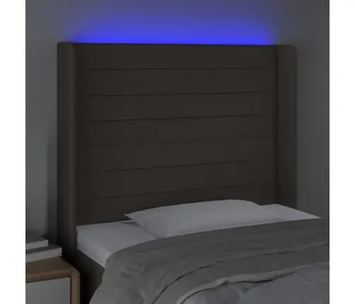 Gultas Galvgalis Ar Led, 83X16X118/128 Cm, Pelēkbrūns Audums Vidaxl