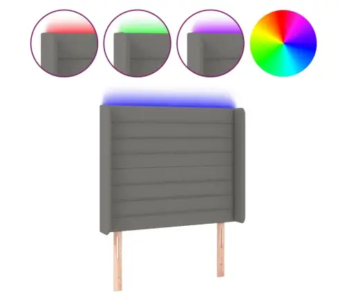 Gultas Galvgalis Ar Led, 103X16X118/128 Cm, Tumši Pelēks Audums Vidaxl