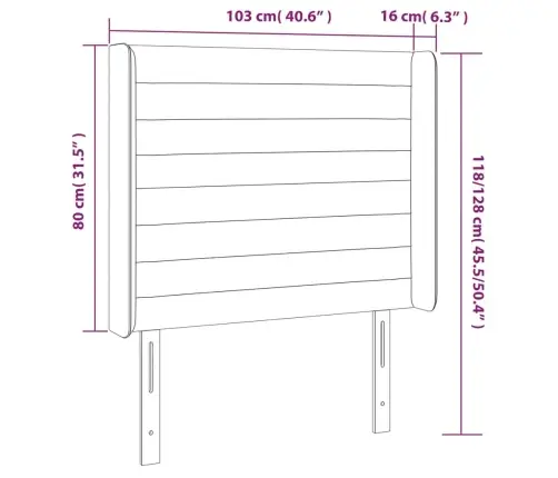 Gultas Galvgalis Ar Led, 103X16X118/128 Cm, Tumši Pelēks Audums Vidaxl