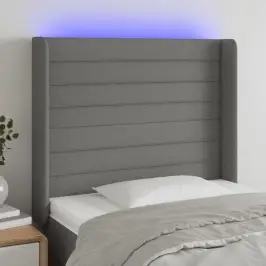 Gultas Galvgalis Ar Led, 103X16X118/128 Cm, Tumši Pelēks Audums Vidaxl