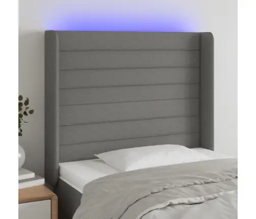 Gultas Galvgalis Ar Led, 103X16X118/128 Cm, Tumši Pelēks Audums Vidaxl