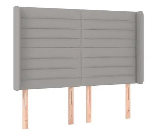 Gultas Galvgalis Ar Led, 147X16X118/128 Cm, Gaiši Pelēks Audums Vidaxl