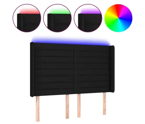 Led-Voodipeats, Must, 147X16X118/128 cm Kangas