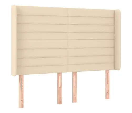 Gultas Galvgalis Ar Led, 147X16X118/128 Cm, Krēmkrāsas Audums  Vidaxl