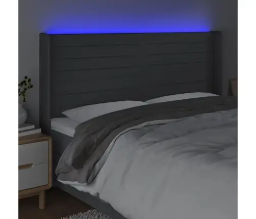Gultas Galvgalis Ar Led, 163X16X118/128 Cm, Tumši Pelēks Audums Vidaxl Gultas Galvgalis Ar Led, 163X16X118/128 Cm, Tumši Pelēks Audums Vidaxl