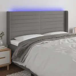 Gultas Galvgalis Ar Led, 163X16X118/128 Cm, Tumši Pelēks Audums Vidaxl
