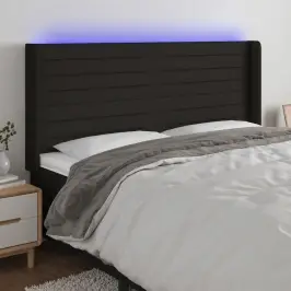 Gultas Galvgalis Ar Led, 163X16X118/128 Cm, Melns Audums Vidaxl