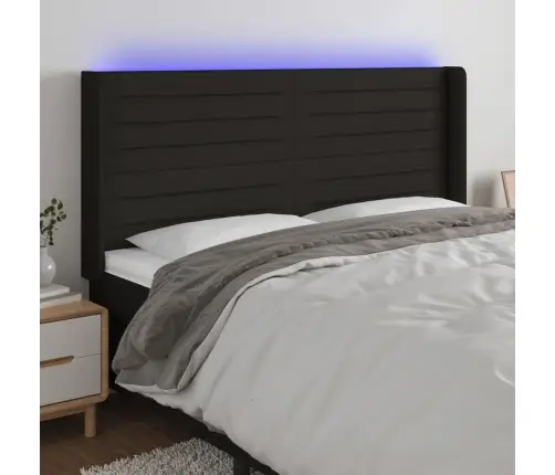 Led-Voodipeats, Must, 163X16X118/128 cm Kangas