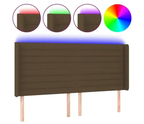Gultas Galvgalis Ar Led, 163X16X118/128 Cm, Tumši Brūns Audums Vidaxl