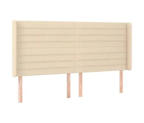 Gultas Galvgalis Ar Led, 163X16X118/128 Cm, Krēmkrāsas Audums Vidaxl