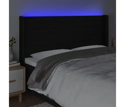 Gultas Galvgalis Ar Led, 183X16X118/128 Cm, Melns Audums Vidaxl