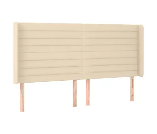 Gultas Galvgalis Ar Led, 183X16X118/128 Cm, Krēmkrāsas Audums Vidaxl