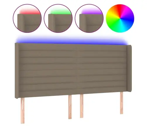 Galvūgalis Su Led, Taupe Spalvos, 203X16X118/128cm Audinys Galvūgalis Su Led, Taupe Spalvos, 203X16X118/128cm Audinys