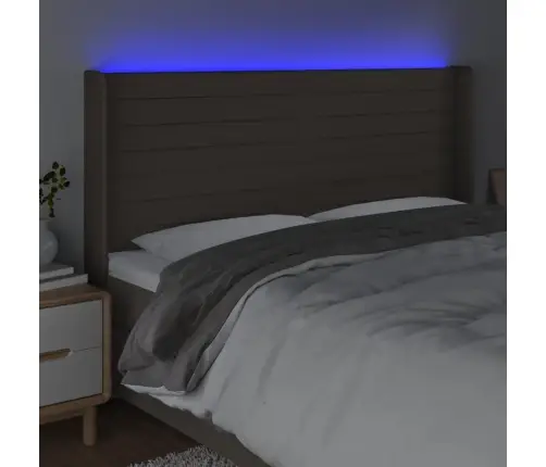 Galvūgalis Su Led, Taupe Spalvos, 203X16X118/128cm Audinys Galvūgalis Su Led, Taupe Spalvos, 203X16X118/128cm Audinys