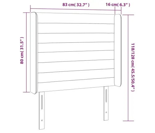 Gultas Galvgalis Ar Led, 83X16X118/128 Cm, Gaiši Pelēks Samts Vidaxl