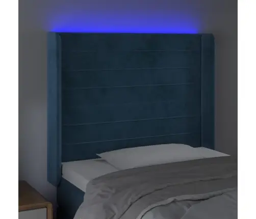 Gultas Galvgalis Ar Led, 83X16X118/128 Cm, Tumši Zils Samts Vidaxl