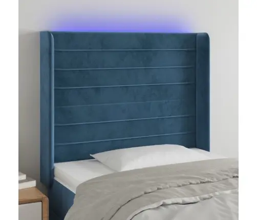 Gultas Galvgalis Ar Led, 83X16X118/128 Cm, Tumši Zils Samts Vidaxl