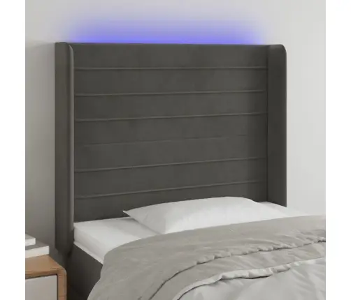 Gultas Galvgalis Ar Led, 93X16X118/128 Cm, Tumši Pelēks Samts Vidaxl Gultas Galvgalis Ar Led, 93X16X118/128 Cm, Tumši Pelēks Samts Vidaxl