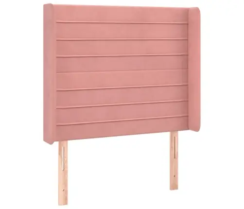 Gultas Galvgalis Ar Led, 93X16X118/128 Cm, Rozā Samts Vidaxl