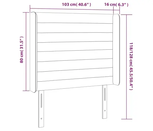 Gultas Galvgalis Ar Led, 103X16X118/128 Cm, Melns Samts Vidaxl