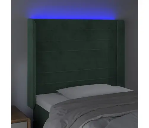 Gultas Galvgalis Ar Led, 103X16X118/128 Cm, Tumši Zaļš Samts Vidaxl