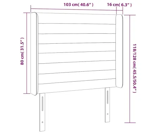 Gultas Galvgalis Ar Led, 103X16X118/128 Cm, Tumši Zils Samts Vidaxl