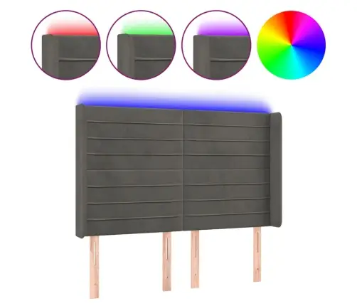 Led-Voodipeats, Tumehall, 147X16X118/128 cm Samet