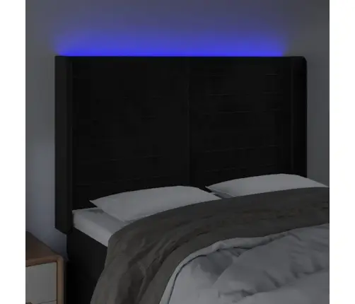 Led-Voodipeats, Must, 147X16X118/128 cm Samet