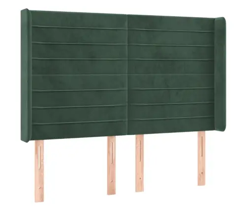 Gultas Galvgalis Ar Led, 147X16X118/128 Cm, Tumši Zaļš Samts Vidaxl