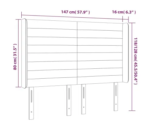 Gultas Galvgalis Ar Led, 147X16X118/128 Cm, Tumši Zaļš Samts Vidaxl