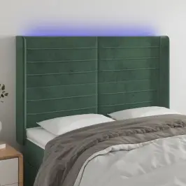 Gultas Galvgalis Ar Led, 147X16X118/128 Cm, Tumši Zaļš Samts Vidaxl