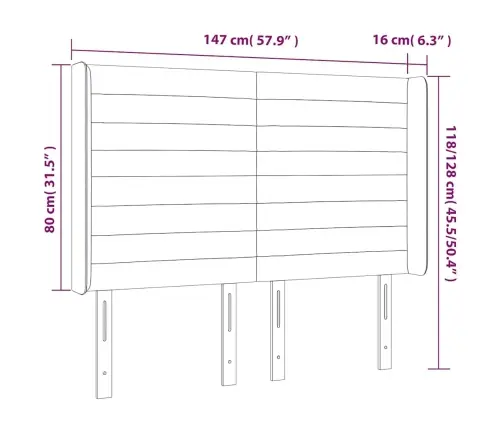 Gultas Galvgalis Ar Led, 147X16X118/128 Cm, Tumši Zils Samts Vidaxl