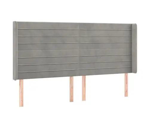 Gultas Galvgalis Ar Led, 163X16X118/128 Cm, Gaiši Pelēks Samts Vidaxl