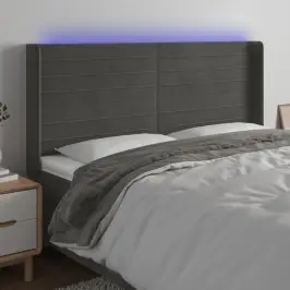 Led-Voodipeats, Tumehall, 163X16X118/128 cm Samet