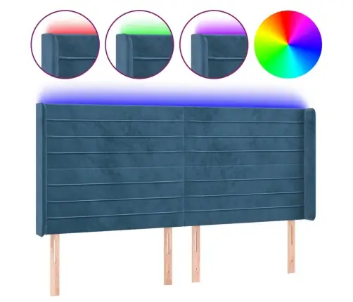 Led-Voodipeats, Tumesinine, 163X16X118/128 cm Samet