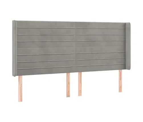Gultas Galvgalis Ar Led, 183X16X118/128 Cm, Gaiši Pelēks Samts Vidaxl