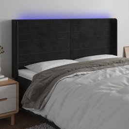 Gultas Galvgalis Ar Led, 183X16X118/128 Cm, Melns Samts Vidaxl