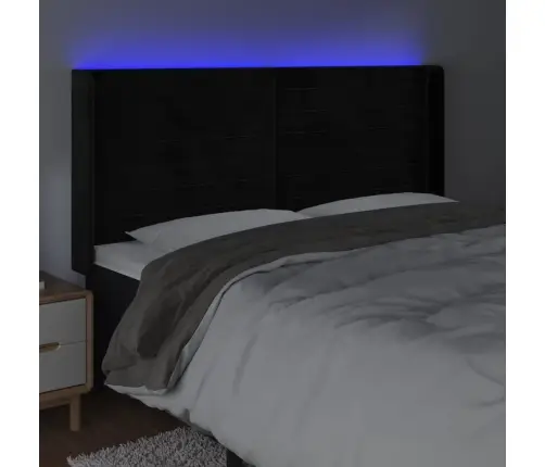 Gultas Galvgalis Ar Led, 203X16X118/128 Cm, Melns Samts Vidaxl