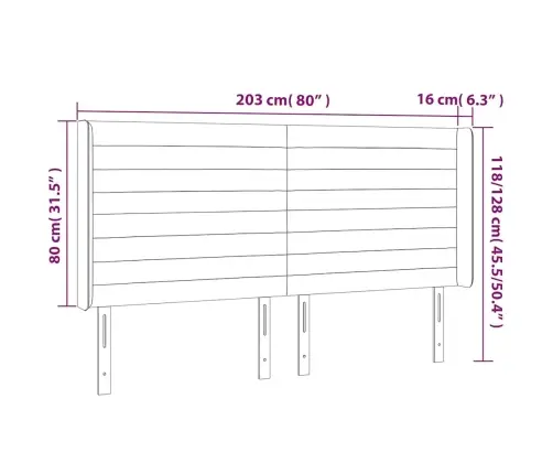 Gultas Galvgalis Ar Led, 203X16X118/128 Cm, Tumši Zaļš Samts Vidaxl