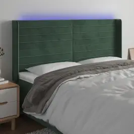 Gultas Galvgalis Ar Led, 203X16X118/128 Cm, Tumši Zaļš Samts Vidaxl