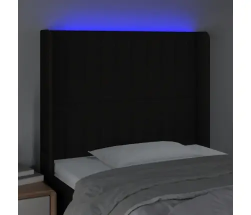 Gultas Galvgalis Ar Led, 83X16X118/128 Cm, Melns Audums Vidaxl