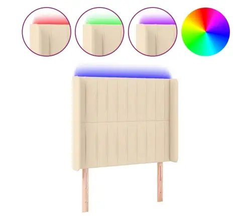 Gultas Galvgalis Ar Led, 103X16X118/128 Cm, Krēmkrāsas Audums Vidaxl