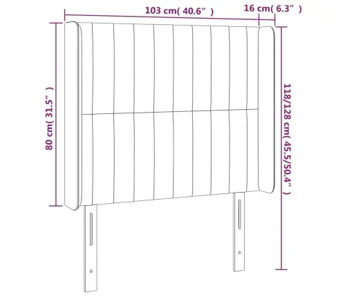 Gultas Galvgalis Ar Led, 103X16X118/128 Cm, Krēmkrāsas Audums Vidaxl