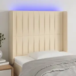 Gultas Galvgalis Ar Led, 103X16X118/128 Cm, Krēmkrāsas Audums Vidaxl