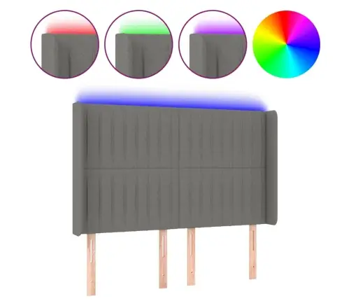 Gultas Galvgalis Ar Led, 147X16X118/128 Cm, Tumši Pelēks Audums Vidaxl